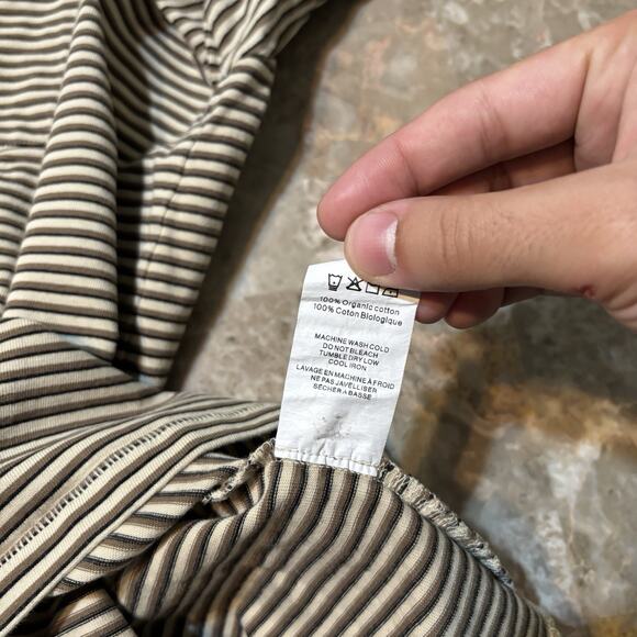 Corridor New York Shirt Mens Large Striped Tee Natural Pocket Crew Cotton - Picture 9 of 9